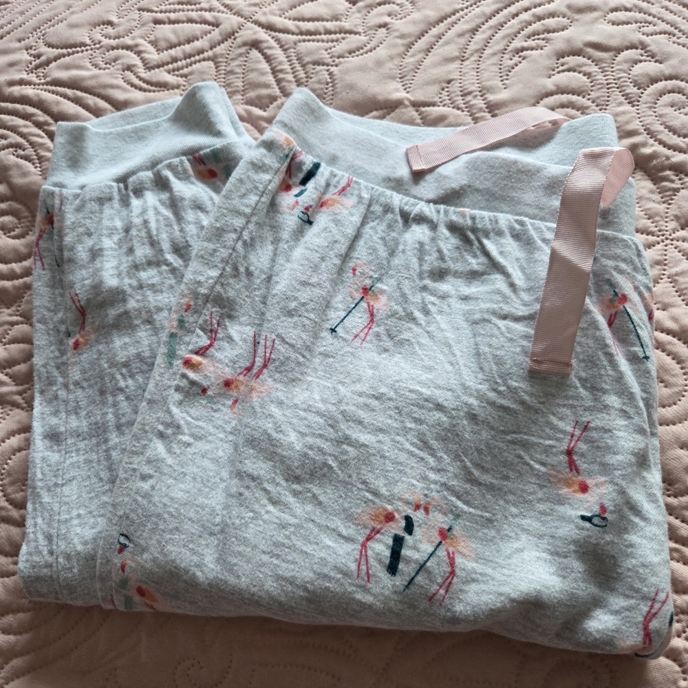 Gray Pajama Pants with Pink and Blue Accents. Never Worn.